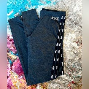 NWOT VS PINK dark grey leggings black side stripe women’s small casual wear